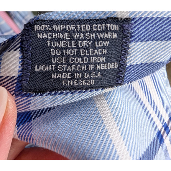 Authentic Burberry London Mens Blue Nova Check Plaid Cotton Button Down Shirt MD - Picture 8 of 10